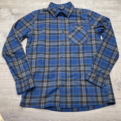 Outdoor Research Shirt Plaid Flannel Mens Medium Blue Grey Long Sleeve Hiking