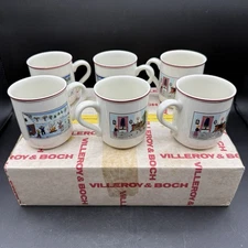 Villeroy & Boch Naif Christmas Mugs Set Of 6 Coffee Luxembourg Laplau w/ Box