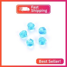 24pcs Adabele Austrian 6mm Faceted Helix Spiral Irregular Crystal Beads Aquamari