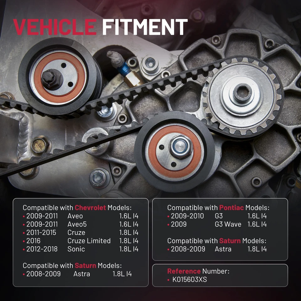 OEM Timing Belt Kit w/Water Pump Tensioning Wheel For Chevy Aveo 2009-2011 1.6L Foto 2 de 4