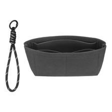 Purse Organizer Insert, Mini Felt Handbag with Strap, Dark Grey