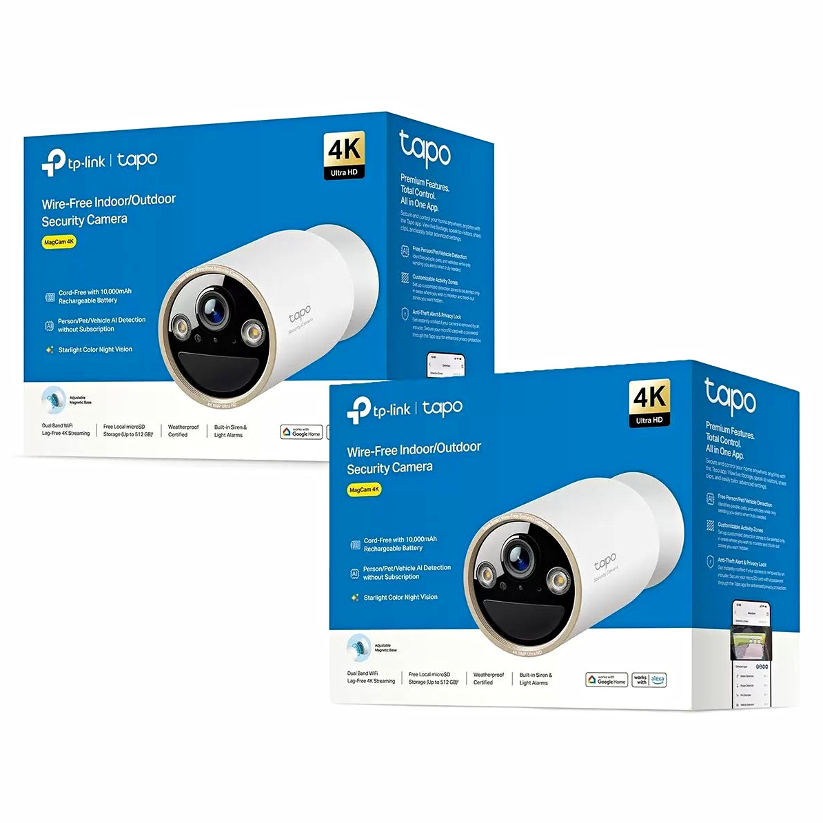 TP-Link Tapo MagCam 4K Wire-Free Indoor/Outdoor Security Camera 2-Pack