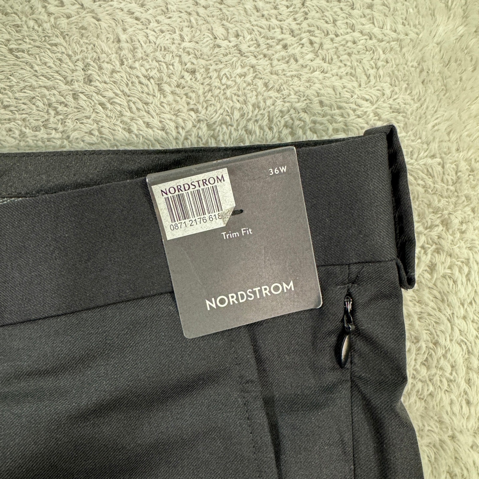 NEW Nordstrom Tech Smart Trim Fit Black Wool Spandex Dress Pant Mens 36 Unhemmed