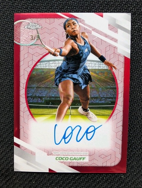 2026 Topps Chrome Tennis Coco Gauff Autograph TRUE RED Refractor /5 !!! On-Card!