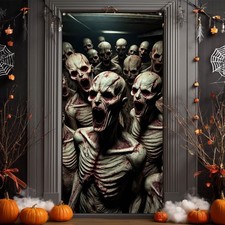 Halloween Entryway Banner Haunted House 35x71 Inch Polyester
