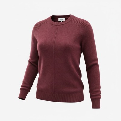 Bash Ba&sh SZ S Alpaca Blend Alex Burgundy Plum Crew Neck Sweater Cozy Cottage