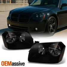 Fit 2005-2007 Dodge Magnum Black Smoke Replacement Headlights Left + Right