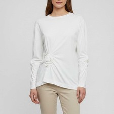 Simone Rocha White Floral Applique Jersey Lon...