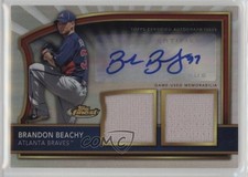 2011 Topps Finest Refractor Rookie Dual Relics /499 Brandon Beachy #77 Auto 4f5