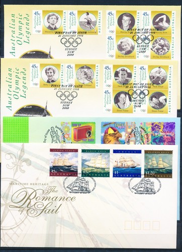 XE42858 Australia 1998 olympic legends sailing ships FDC's used