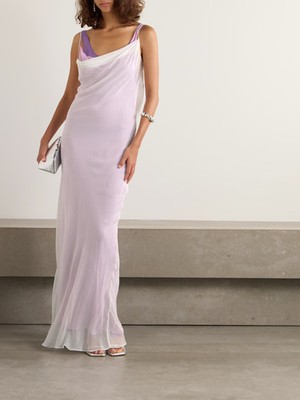 BNWT Christopher Esber Grape Multi Tri Layered Cowl Dress - Size 10 AU/6 US
