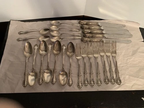 25 Pieces International Sterling Wild Rose Flatware