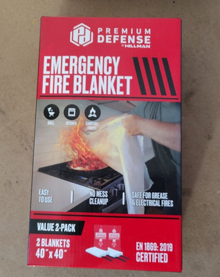 Premium defense by Hillman Emergency Fire Blanket 40 X 40 BRAND NEW 2PACKS