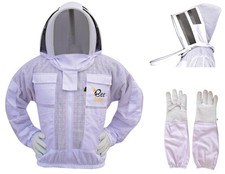 3 Layer Bee Jacket With Fencing Veil And One Pair Gloves Ventilated Sting Pro...