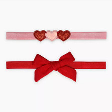 NEW  Carter  s Baby Valentine Headwraps 2 Pack Red Bow Pink Hearts Newborn