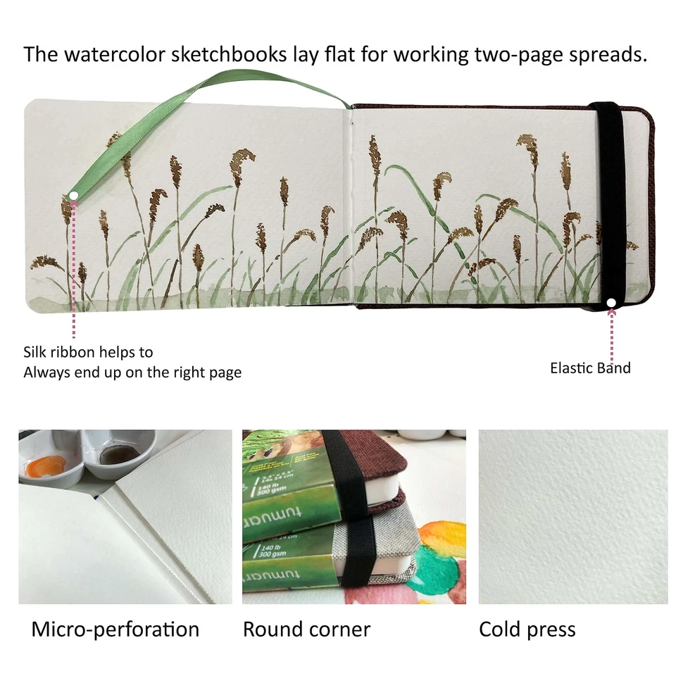 tumuarta Watercolor Journal, 3.5x5.5”, 140 LB, 300 GSM, Cotton Paper, Cold - Image 3 of 4