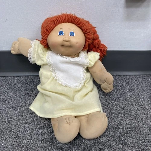 Vintage Cabbage Patch Kids Doll 1985 Red Hair Blue Eyes w/Pig Tails & 1 Dimple!