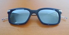 Thom Browne Navy Blue  Silver Rectangular Sunglasses TB-701