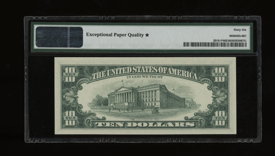 DBR 1969 $10 FRN Minneapolis Gem STAR Fr. 2018-I* PMG 66 EPQ* Serial I00705941* - Image 2 of 2