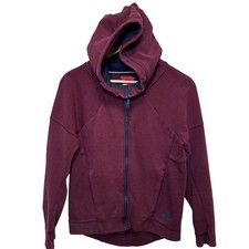 Nike Womens Full Zip Hoodie XS Burgundy Tech Fleece Scuba Hood Athleisure