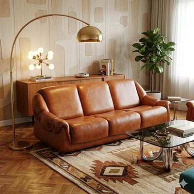 Vintage 1970s Sofa Leatherette 3 Seats Foam Italy Original