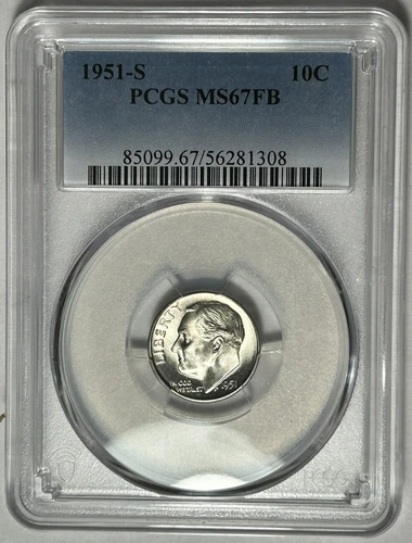 1951 S ROOSEVELT DIME PCGS MS 67FB