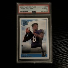 Lamar Jackson Baltimore Ravens 2018 Panini Donruss PSA 10 GEM MINT Rookie Card!. rookie card picture