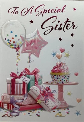 POPPY HILL SISTER BIRTHDAY CARD PRESENTS 7”x5” FREE P&P