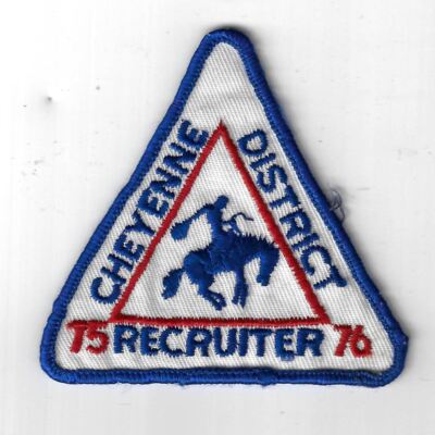 75-76 Recruiter Cheyenne District BLUE Border (SEWN) 0[Q-1133] | eBay