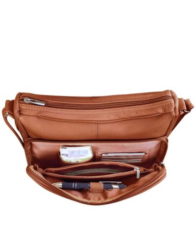 Bolso de mano organizador de cuero con correa para el hombro bandolera de cuero para mujer - Imagen 41 de 55