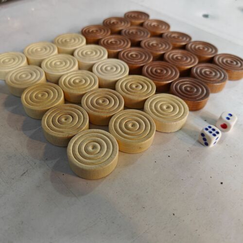 Juego único de damas de backgammon de madera de lujo hechas a mano piezas de fichas y dados - Imagen 2 de 6