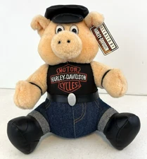 Vtg. Harley-Davidson Motorcycles~1993 Stuffed Pig/Hog Biker Plush~Play By Play