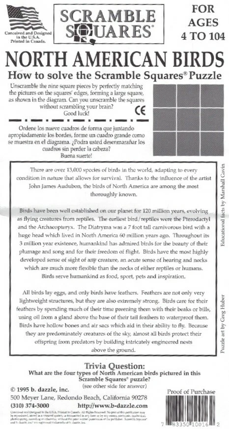 Scramble квадраты головоломка - североамериканские птицы - легко играть / трудно решить - Изображение 3 из 4