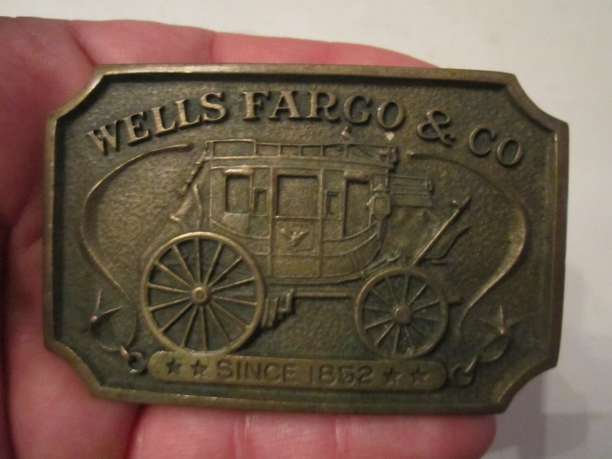 1973 Wells Fargo belt buckle  and belt 1973 Wells Fargo Belt Buckle main image 2