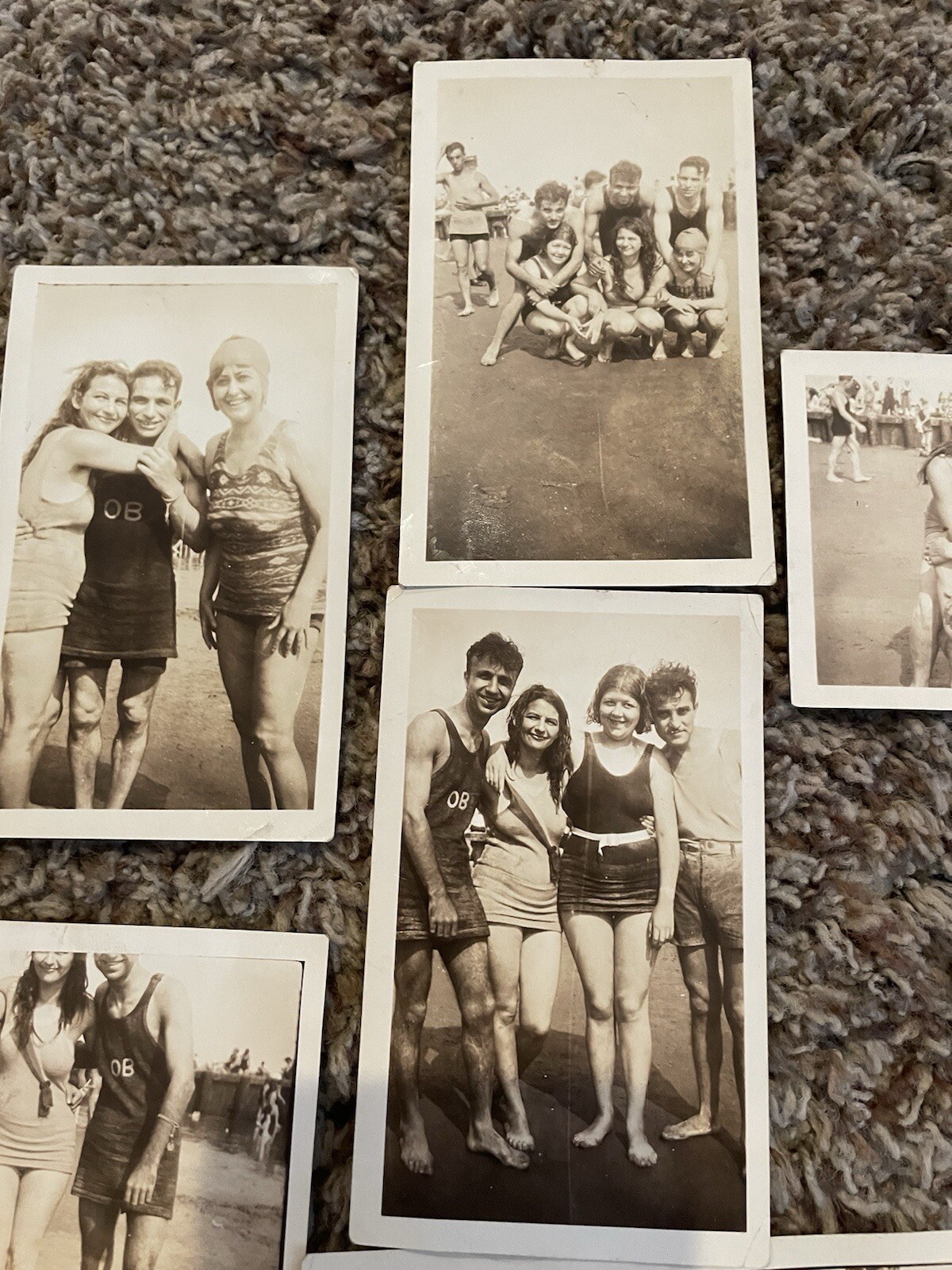 Lotto foto costume da bagno spiaggia vintage 1930 Coney Island NY ragazzi originali rari