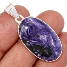 Natural Siberian Charoite 925 Sterling Silver Pendants Jewelry CP75193