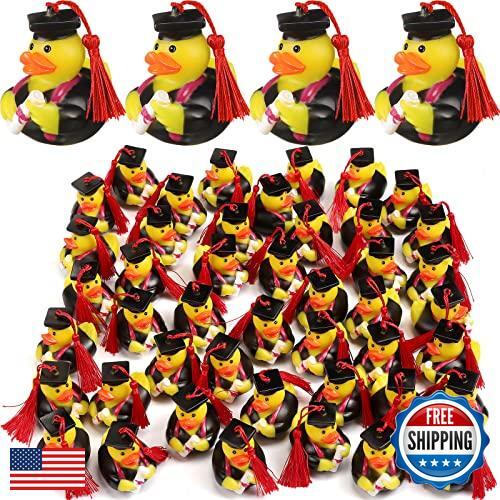 Lewtemi 12 Pieces Red Graduation Rubber Duck Bath Toy Bulk 2025 Diploma Grad - Picture 1 of 5