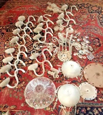 Chandelier Murano Glass Parts Vintage Italian Drops Arms Bobeches Restoration