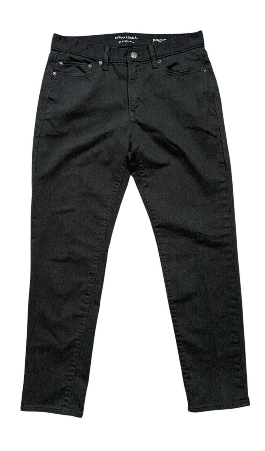 Banana Republic Travel Jean Athletic Fit Mens 31x28 Charcoal Gray Slim Tapered