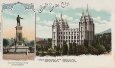 Salt Lake City UT Temple Monument Brigham Young Vintage Undivided Back Post Card