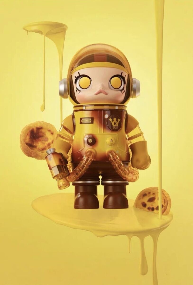 POP MART Mega SPACE MOLLY Egg Tart 400% Yellow Figure ABS POP MART Mega SPACE MOLLY Egg Tart 400% Yellow Figure ABS