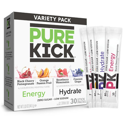 Pure Kick Energy & Hydration Variety Pack Drink Mix 30-Count GLOBAL SHIPPING