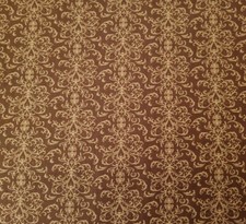 A Golden Holiday BTY Laurie Cook Quilting Treasures Gold Scroll on Brown