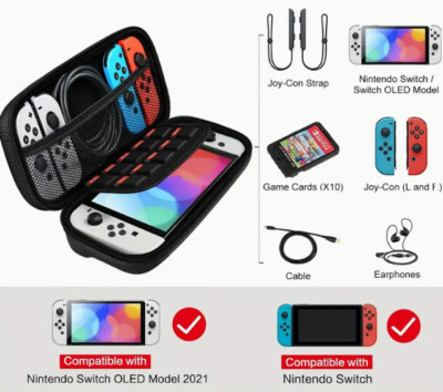 Tasche für Nintendo Switch / OLED Reise Tasche Hülle Hardcase Case in schwarz