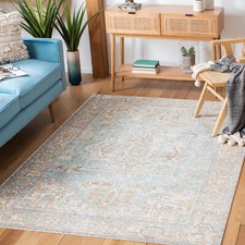 Safavieh Power Loomed Aria Collection Aqua / Beige Area Rugs - ARA580J