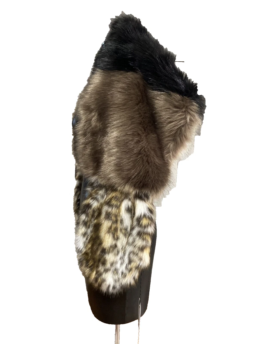 Nordstrom Leith Faux Fur Shawl Scarf Wrap Women s One Size Black Multicolor NWT
