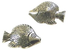 Fishes Charms Silver Nautical Jewelry Making New 37 x 28 mm DIY Making 4 pcs