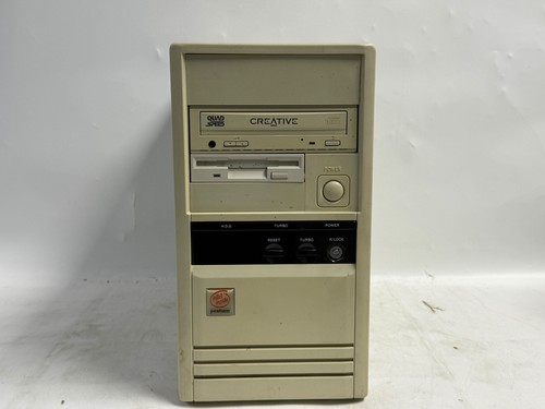 Vintage Beige Baby AT case W/Floppy, DVD Drive, Power Supply - Afbeelding 2 van 13
