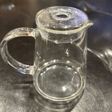 Vintage Handblown clear glass pitcher with lid exquisite  4.5 x 5 x 3in