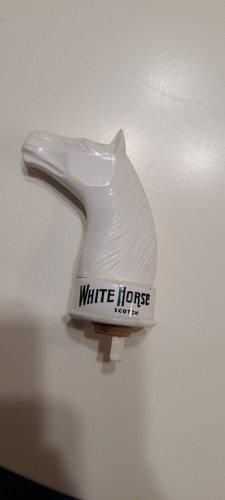 Vintage White Horse Scotch Whiskey Spout Horse Head Shaped Pourer Plastic